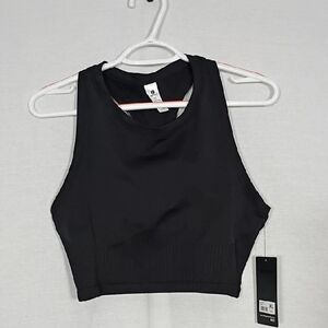 NWT 90 Degree By Reflex Black Racer Back Seamless Crop Top Womens Size XL